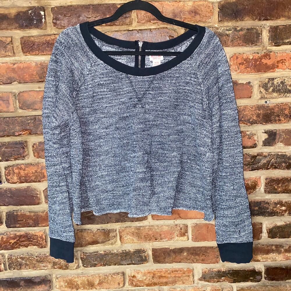 Mossimo Supply Co Black White Knit Back-Zip Sweatshirt Women's Size XL
